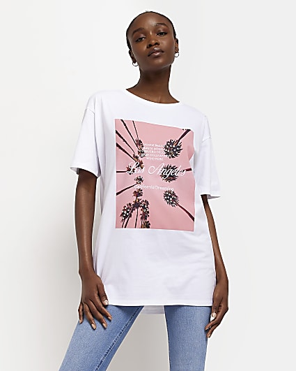 White FTBC graphic oversized t-shirt