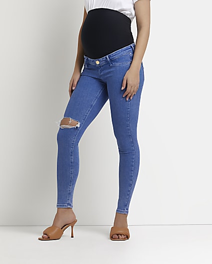 Blue Molly ripped maternity skinny jeans