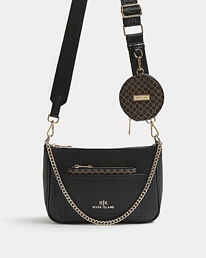 Black chain detail cross body bag