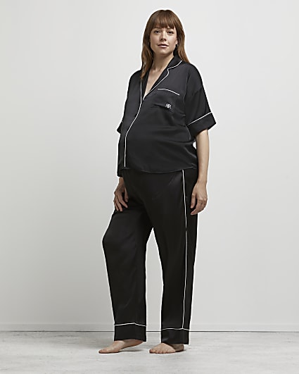 Black satin maternity pyjama bottoms