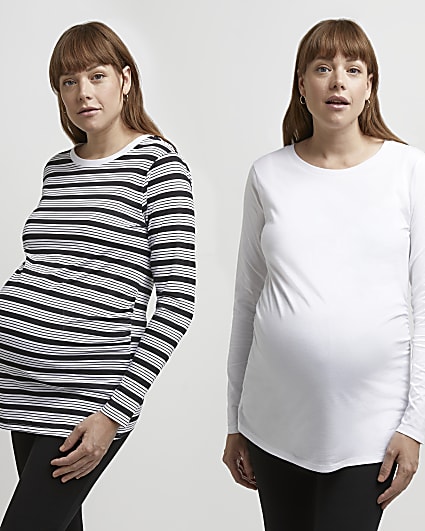 White maternity long sleeve t-shirt multipack