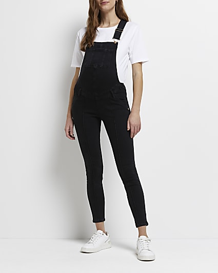 Black denim maternity dungarees