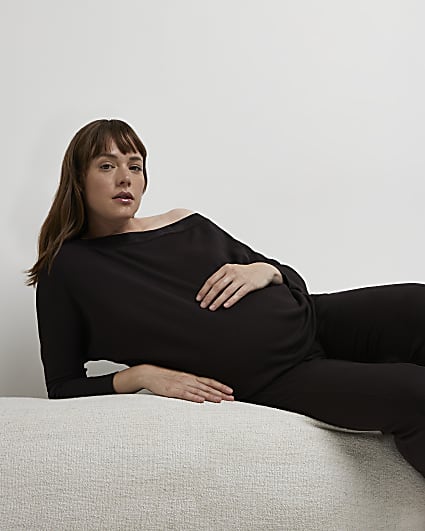 Brown maternity off the shoulder top