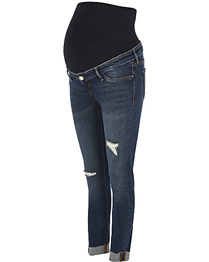 Blue Molly ripped maternity skinny jeans