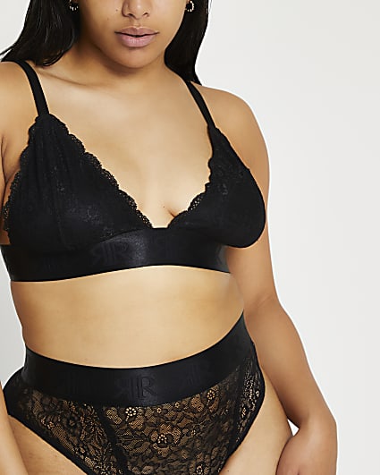 Plus black lace bralette