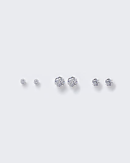 Silver Diamond Simulant earrings multipack