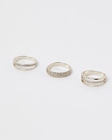 Gold diamante multiband rings multipack