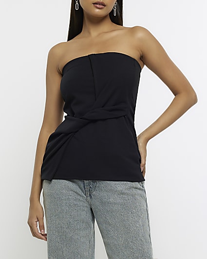 Black twist detail bandeau top