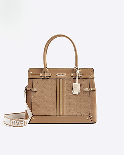 Brown embossed RI tote bag