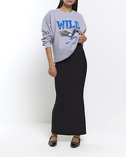 Black split hem maxi skirt