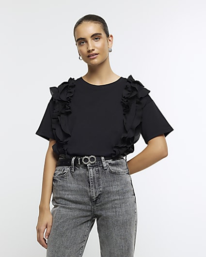 Black frill t-shirt