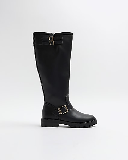 Black high leg biker boots