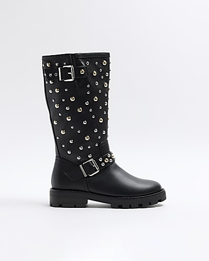 Black Studded Biker Boots