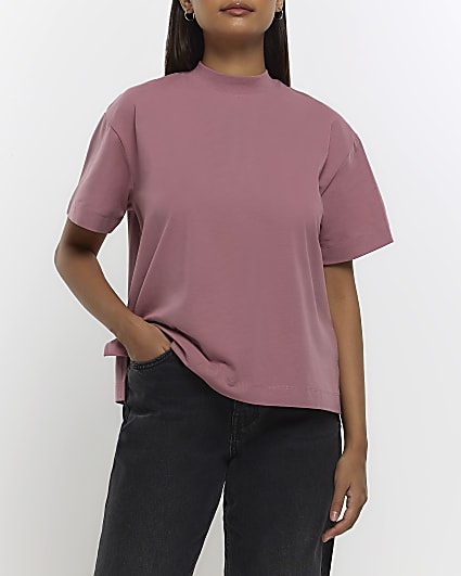 Pink high neck t-shirt