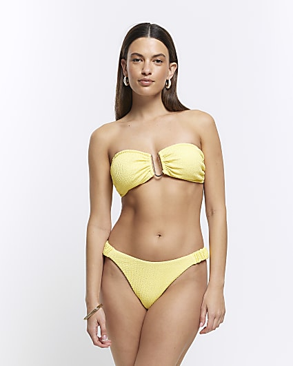 Yellow textured bikini bottoms