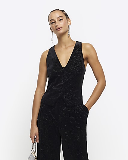 Black velvet sparkle waistcoat