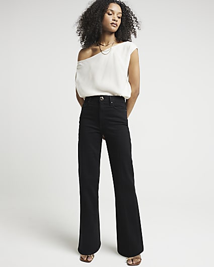 Black High Waisted Wide Leg Jeans