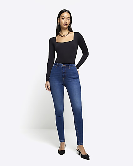 Blue high waisted skinny jeans