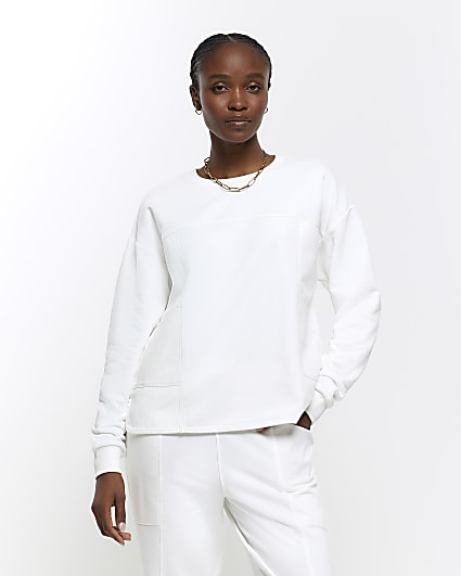 Cream pocket detail sweatshirt