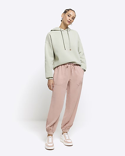 Pink lyocell cuffed joggers