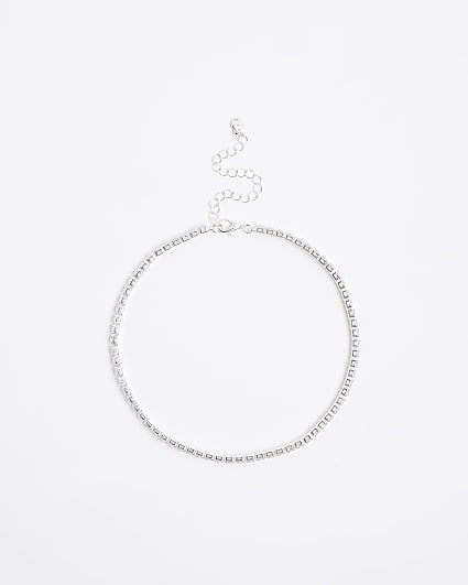 Silver Diamante Choker Necklace