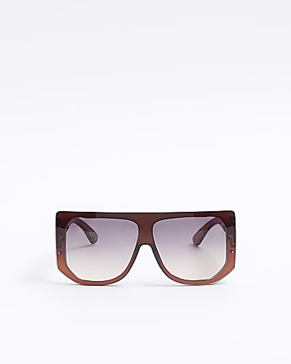 Brown oversized visor sunglasses