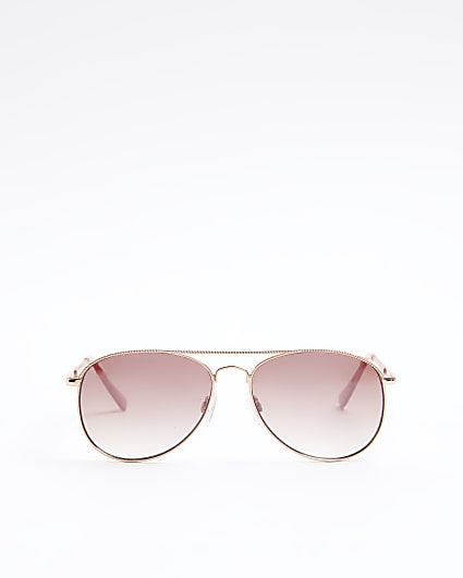 Rose Gold Aviator Sunglasses