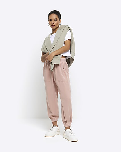 Petite pink lyocell cuffed joggers