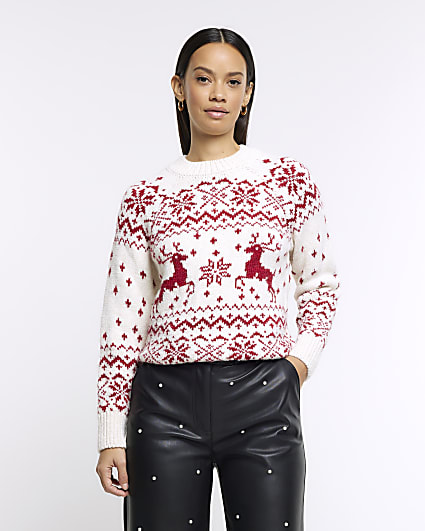 Red Christmas Reindeer Jumper