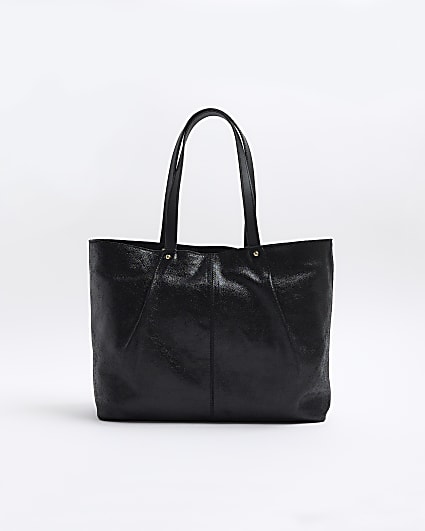 Black leather shopper bag