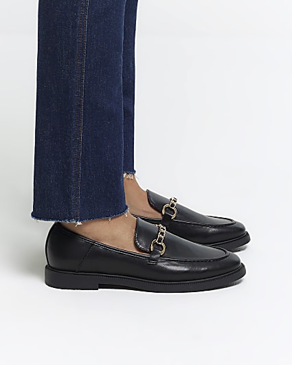 Black Chain Snaffle Loafers