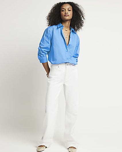 Blue poplin oversized shirt