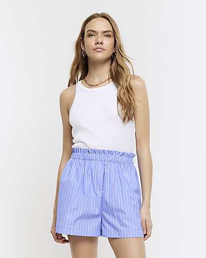 Blue stripe pull on shorts