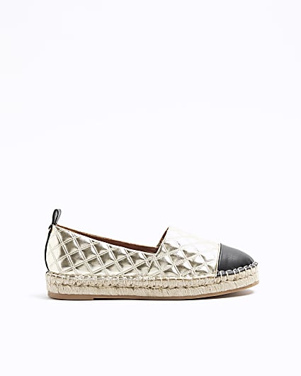 Gold Quilted Espadrille Shoes