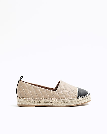 Beige Quilted Espadrille Shoes