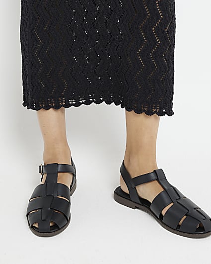 Black Gladiator Buckle Sandals