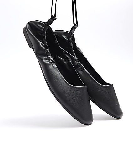 Black tie up ballet pumps