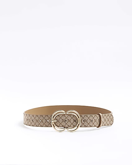 Beige RI monogram belt