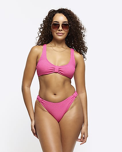 Pink knot cami bikini top