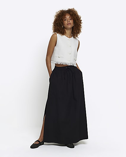 Black elasticated waist maxi skirt