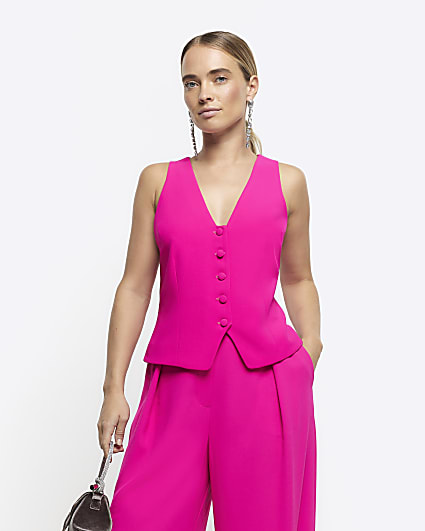 Pink button front waistcoat