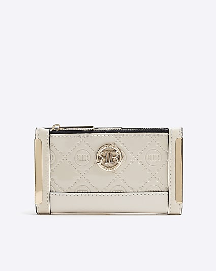 Cream embossed monogram mini purse