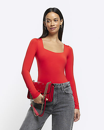 Red long sleeve bodysuit