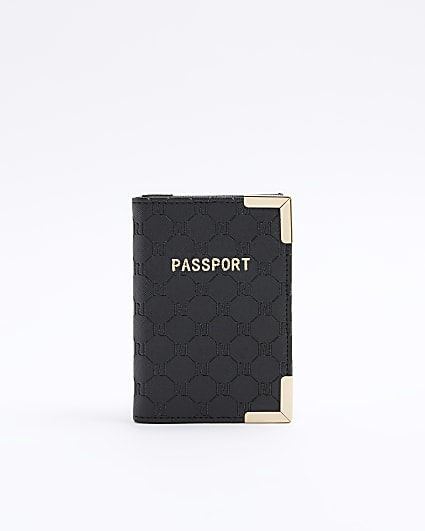 Black embossed passport holder