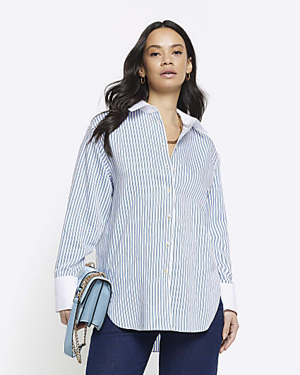 Blue oversized stripe shirt