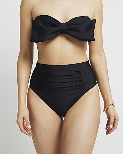 Black bow bandeau bikini top