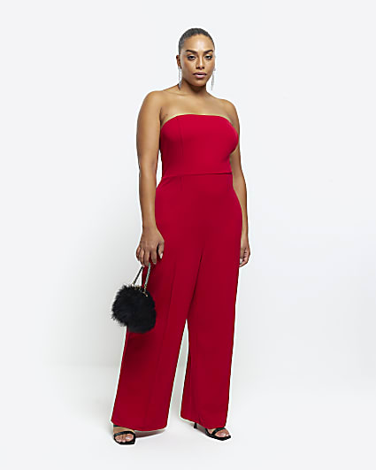 Plus red bandeau jumpsuit