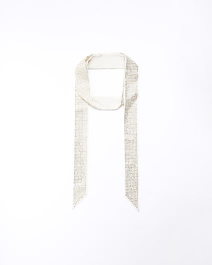 Cream satin diamante scarf