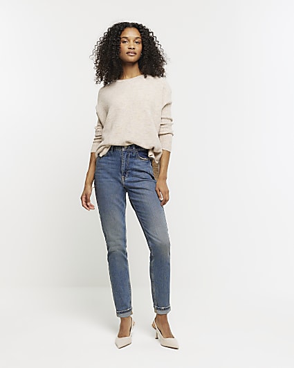 Blue high waisted bum sculpt mom jeans