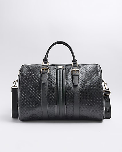 Black large embossed RI monogram travel bag